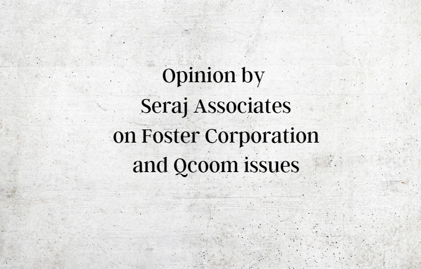 Foster Corporation not involved in any irregularities regarding eCommerce or Qcoom issues